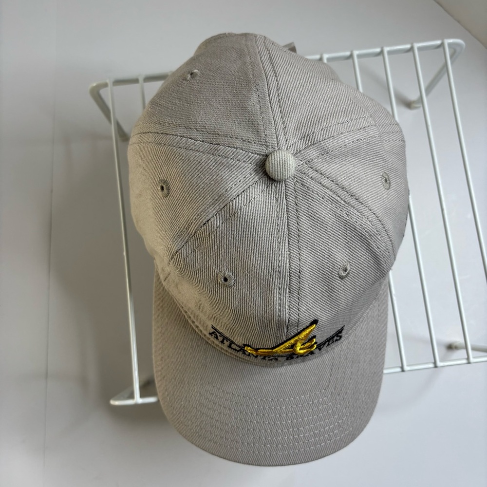 Atlanta Braves Kennesaw State Canvas Beige Baseball Cap/Yellow Detail Strap Back - Picture 6 of 8